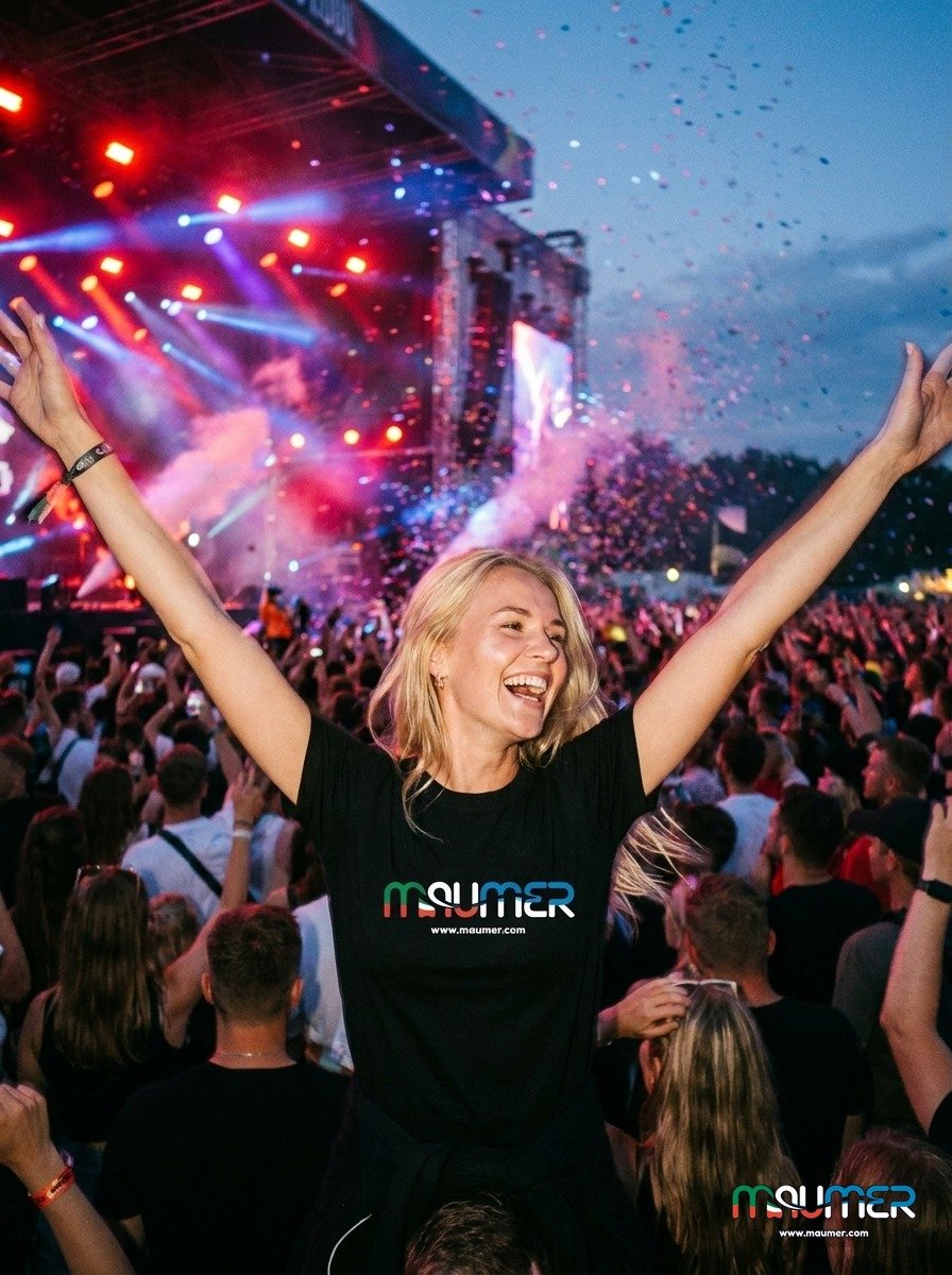 T-shirt MauMer nera a un concerto